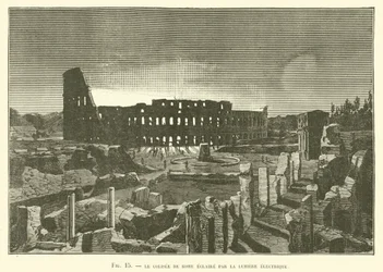 Das Kolosseum in Rom, beleuchtet durch elektrisches Licht